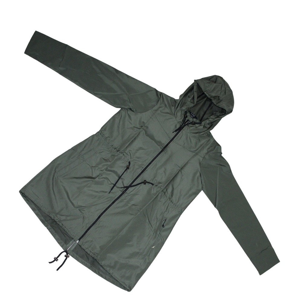 Long Tall Sally Green Hooded Rain Jacket Cinch Waist NWT US 8Tall - Picture 4 of 7